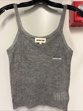 Gray V-Neck Knit Tank